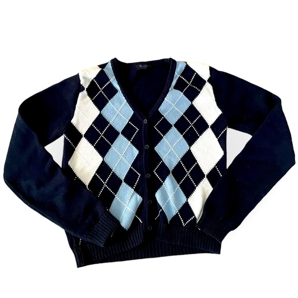 Brandy Melville Sweaters - J. Galt Brandy Melville plaid color block button down v-neck sweater one size